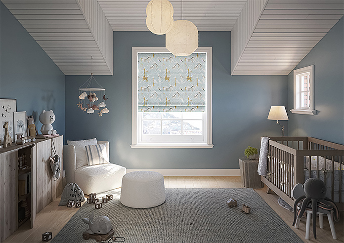 Wild Thing, Powder Blue - Motorised Roman Blind - Image 8